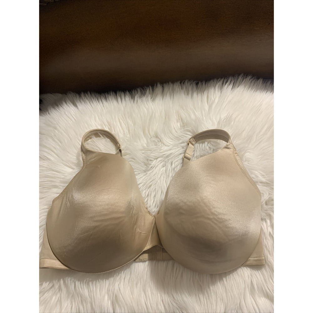 cacique lightly lined full coverage bra 42F beige satin comfortable